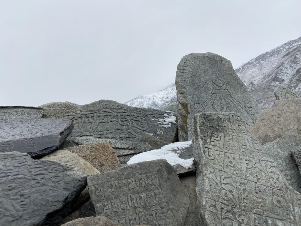 Prayer Stones in Pooh, a Tibetan Buddhist town of Himachal Himalayas