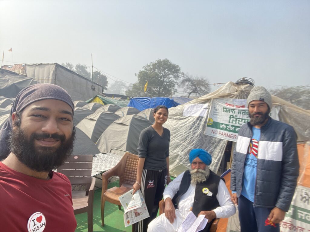 Shairik Sengupta in Singhu Camp during farmers movement in the morning