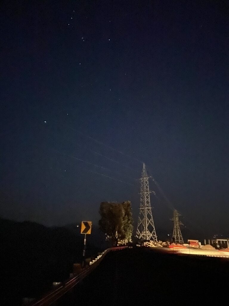Cycling under stars in the night, Himachal Himalayas