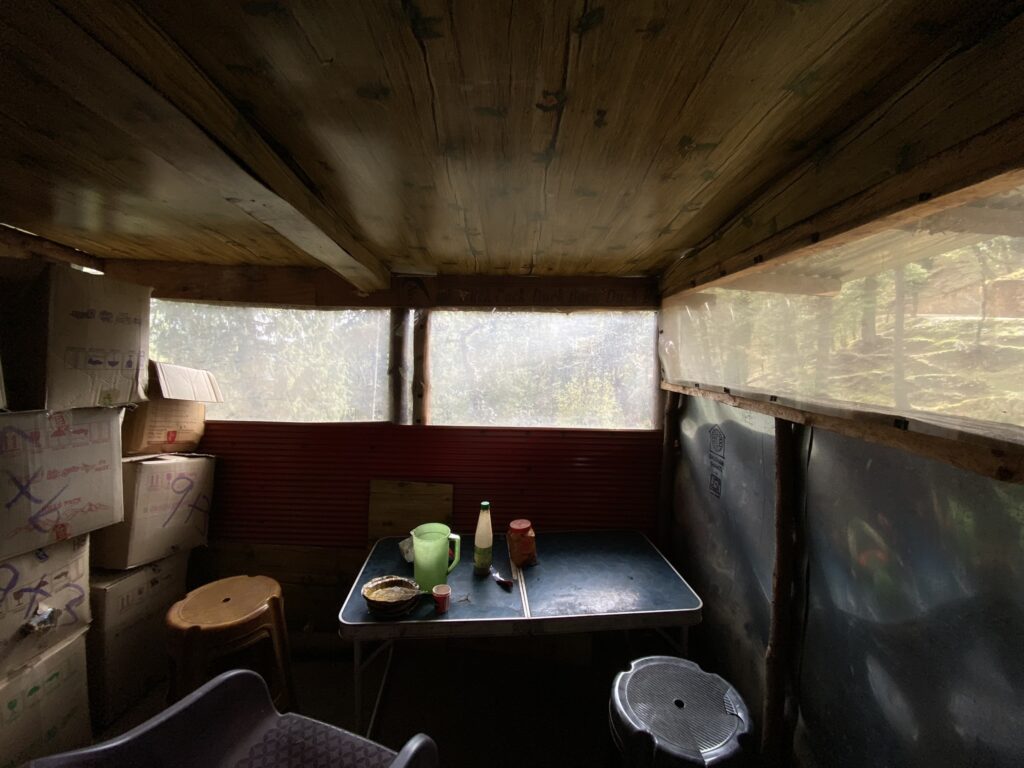 Tea stall on the road to Hatu Peak, Himachal Himalayas