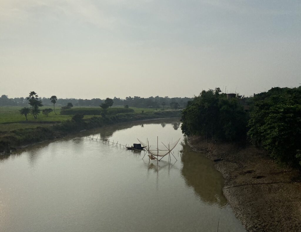 Small fishing nets on a canal