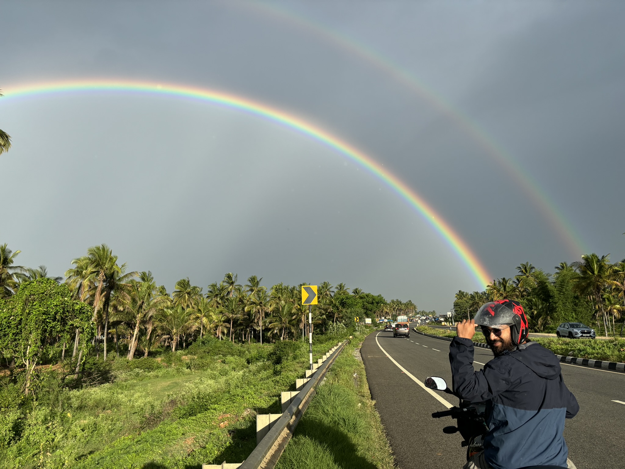 Shairik Sengupta, looking at a double rainbow