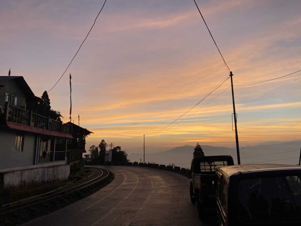 A stop in the biking trip to watch the sunset in Darjeeling, West Bengal